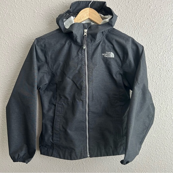 Girls Gray North‎ Face Magnolia Waterproof Full Zip Up Rain Jacket 10/12 - Picture 1 of 10